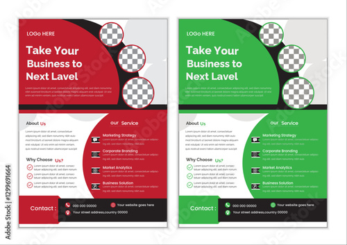 A bundle of 2 templates of a4 flyer modern template, modern design,marketing, business proposal, promotion, advertise, publication and editable vector template design.
