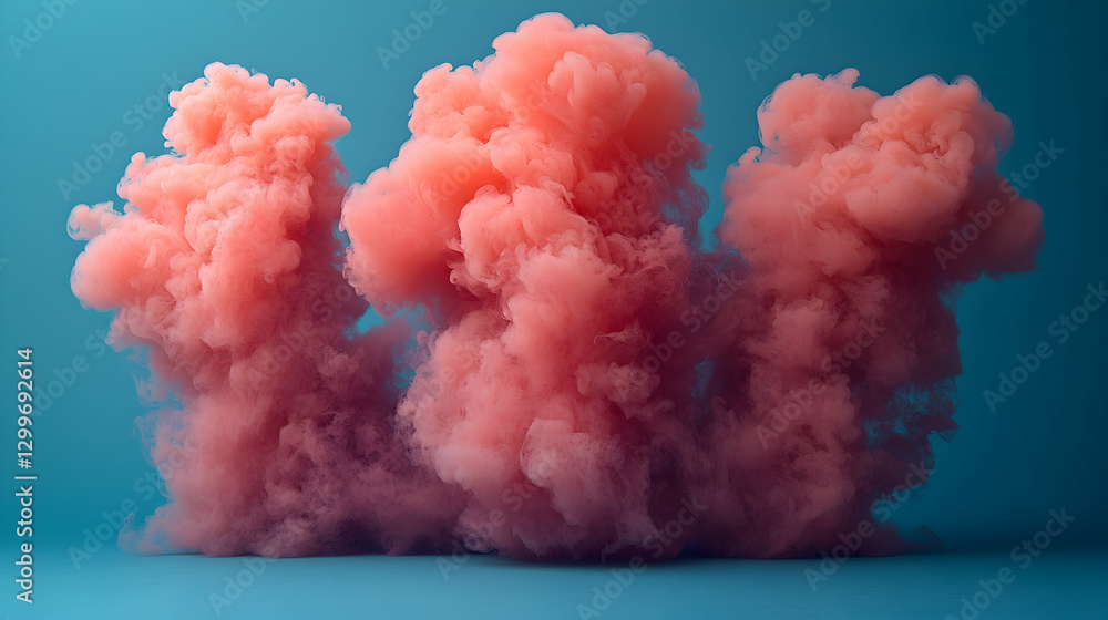 Fototapeta premium Pink Smoke Clouds on Teal Studio Background