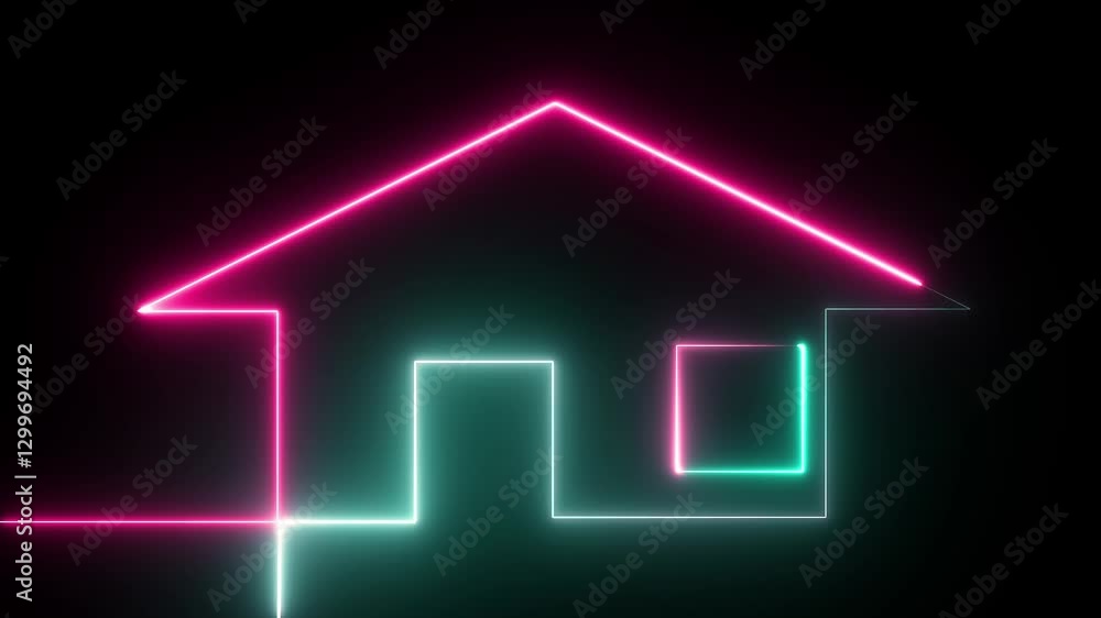 Neon home icon animation. Icon property houses are animated.Bright neon home icon animation. Animated house construction property apartment. Neon home icon animation. Icon property houses are animated.Bright neon home icon animation. Animated house construction property apartment.