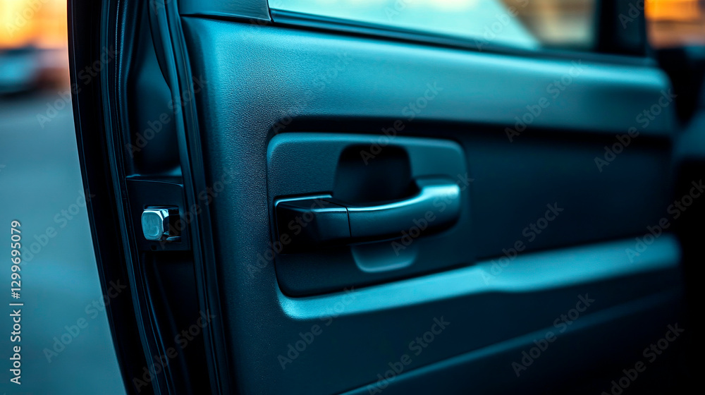 Car Door Slightly Ajar with No One Inside, Dim Parking Lot Lighting Car Door Slightly Ajar with No One Inside, Dim Parking Lot Lighting