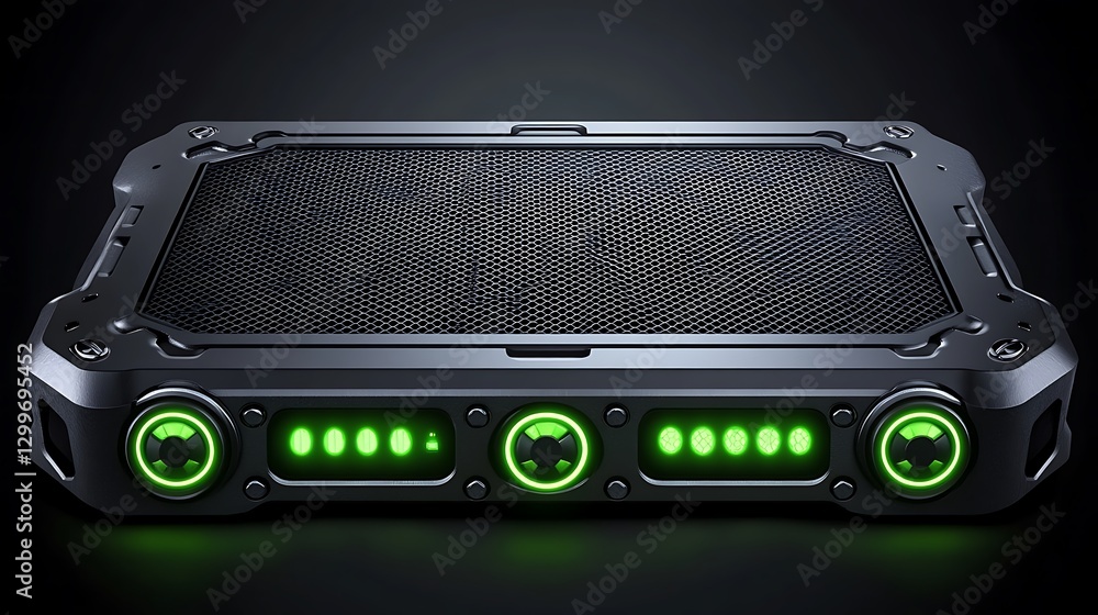 Fototapeta premium Futuristic Device with Green Illumination for Advanced Technology and Gaming Experience Visual Design