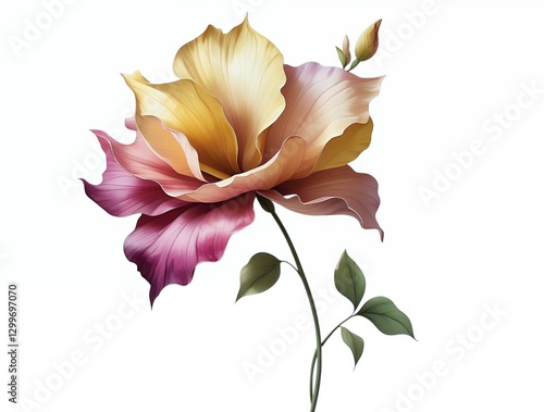 Delicate flower with finely detailed texture and shading
