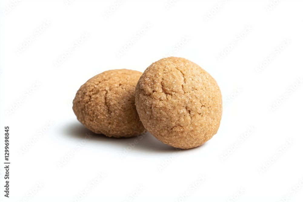 Two Delicious Amaretti Cookies Displayed on a Clean White Background Offering a Delightful Sweet Treat Two Delicious Amaretti Cookies Displayed on a Clean White Background Offering a Delightful Sweet Treat