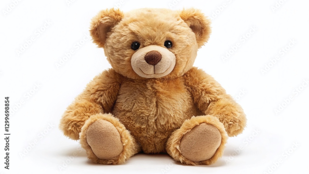 Fototapeta premium Soft Toy Bear Isolated on White Background - Cute Plush Teddy for Children's Photography