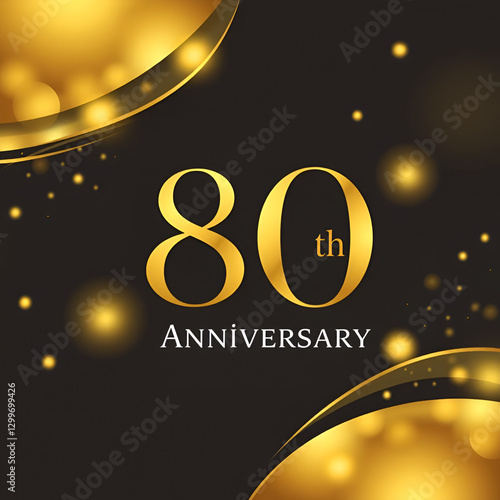 80th Anniversary, Perfect template design for anniversary celebration with gold color for booklet, leaflet, magazine, brochure poster, web, invitation or greeting card. Vector template