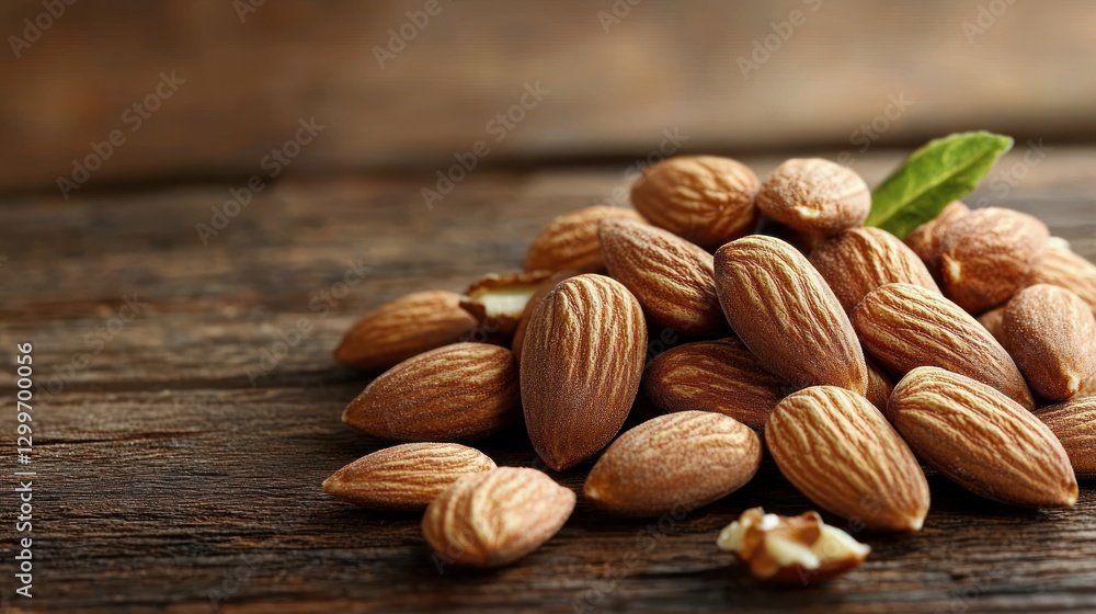 Almonds on Rustic Wood, Food Photography Almonds on Rustic Wood, Food Photography