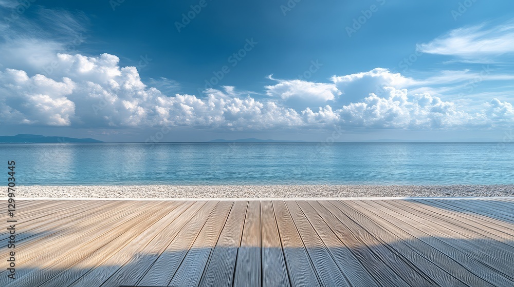 Fototapeta premium Tranquil ocean view serene beach landscape photography coastal environment wide angle natural beauty
