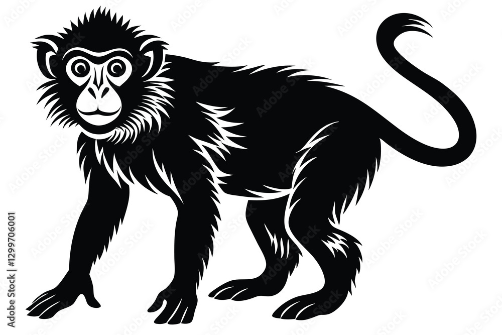 Fototapeta premium Monkey animal Silhouette isolated on white background