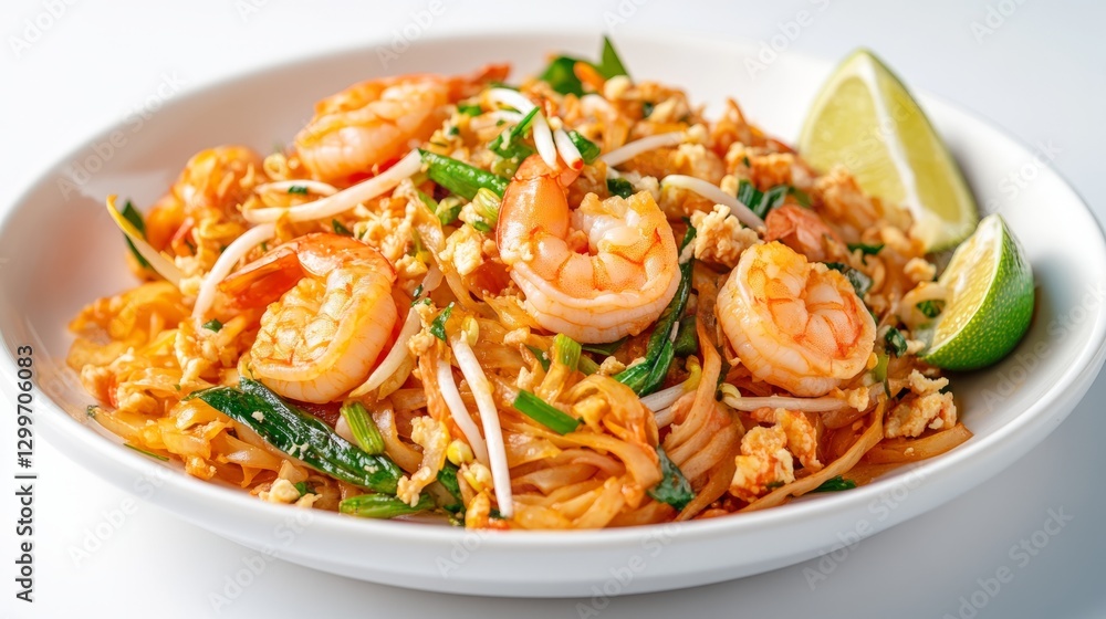 Plate Thai Shrimp Experience with Isolated with White Plate Thai Shrimp Experience with Isolated with White