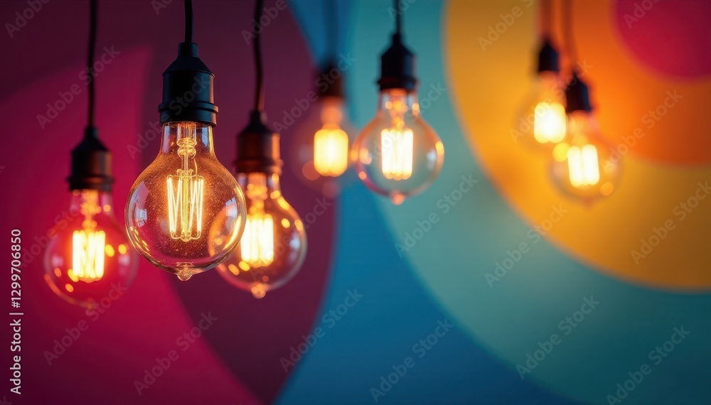 Vibrant glass bulbs adorn a circular background with a bohemian flair, geometric, warm Vibrant glass bulbs adorn a circular background with a bohemian flair, geometric, warm