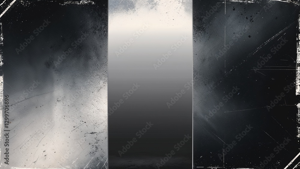 Obraz premium Black white grey grain texture gradient background gray smooth grunge grainy noise poster spotlight banner copy space