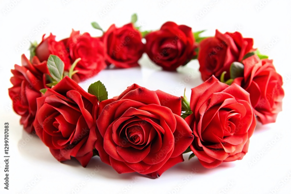 Fototapeta premium Stunning Red Rose Flower Crown, Isolated on White Background - High-Resolution Stock Photo