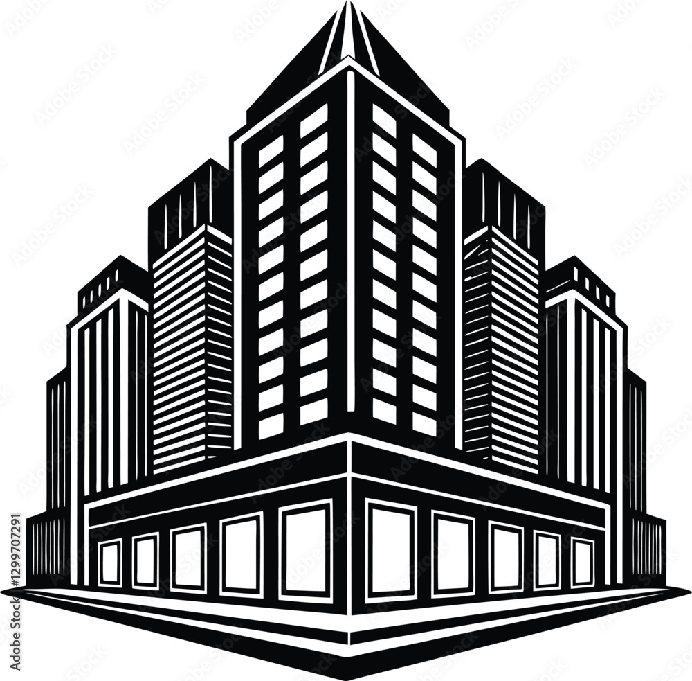 Fototapeta premium Modern Skyscraper Silhouette.