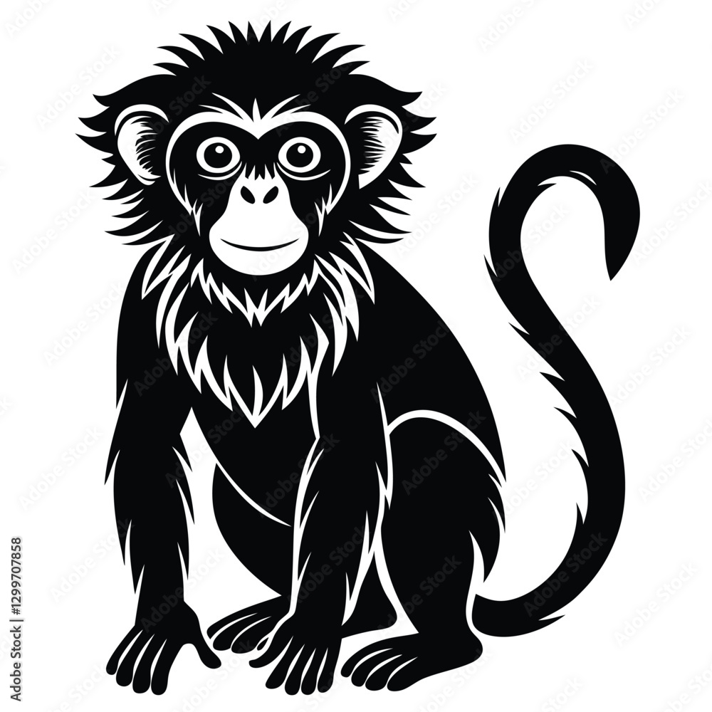 Obraz premium black and white Monkey silhouette