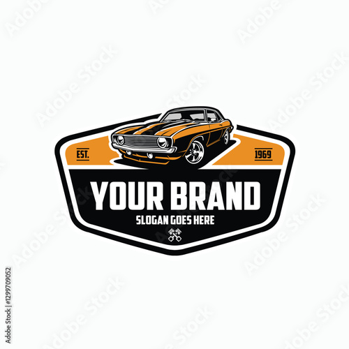 Classic american muscle car logo badge emblem vector isolated