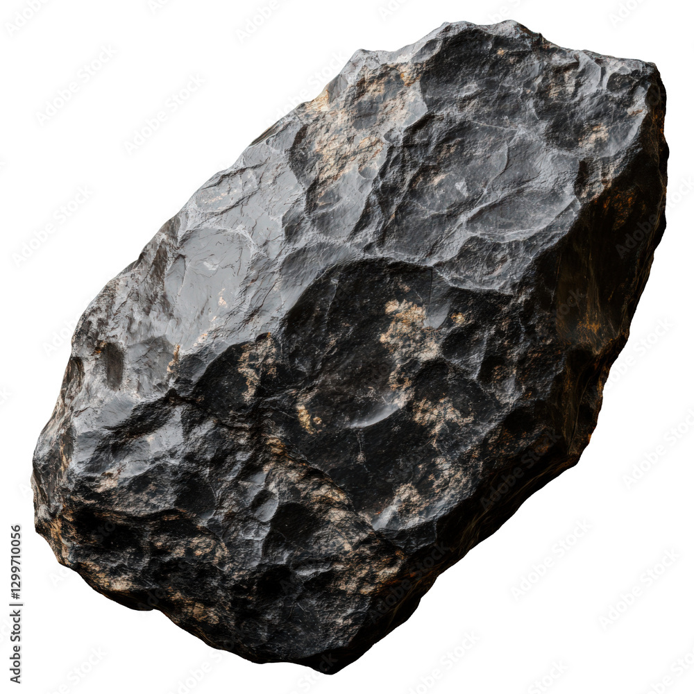 Fototapeta premium Textured andesite rock fragment or boulder with visible geological features