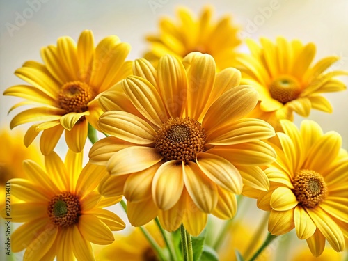 Sunny Daisy Flowers Isolated on White Background - Bright Spring Floral Photography