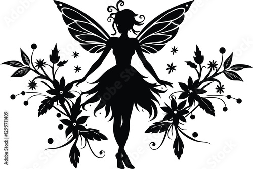 fairies silhouettes on a white background