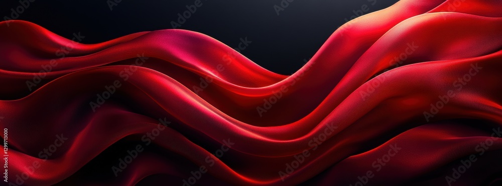 Elegant flowing red silk fabric waves against a dark background, creating a sense of luxury and warmth for creative projects and design purposes Elegant flowing red silk fabric waves against a dark background, creating a sense of luxury and warmth for creative projects and design purposes