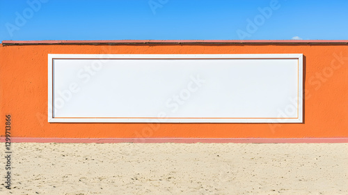 Blank White Sign on Orange Wall