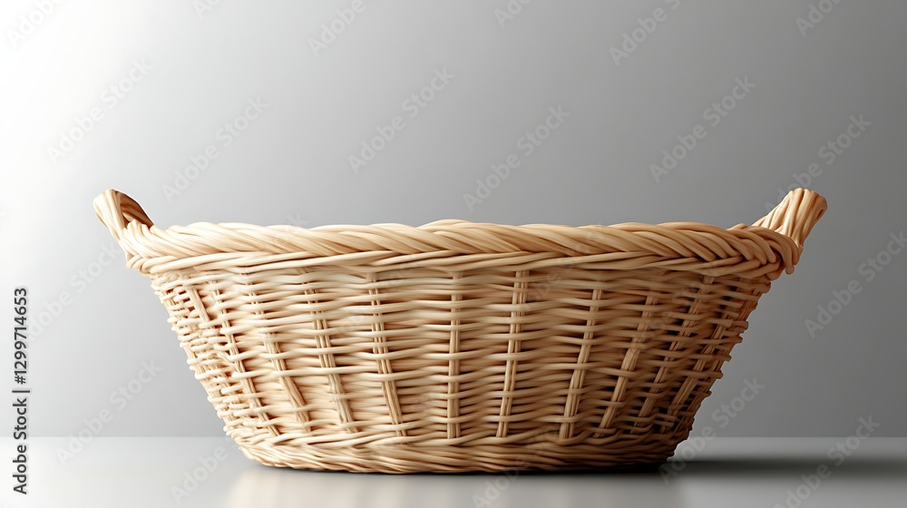 Obraz premium Wicker basket rests against white backdrop