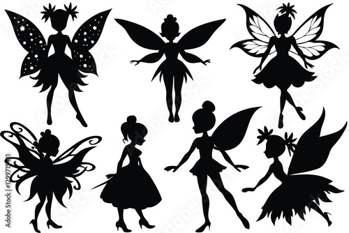 Flat design illustration of fairy silhouette