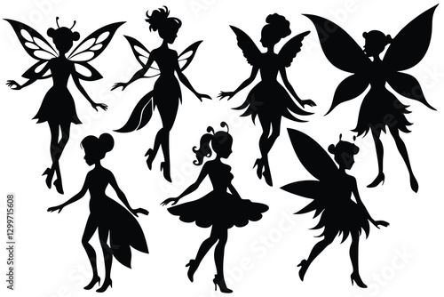 Flat design illustration of fairy silhouette