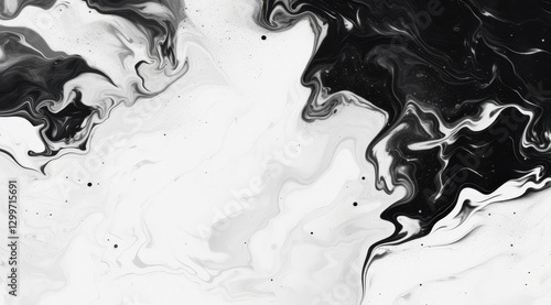 Abstract black and white fluid art background for print, texture, banner, wallpaper