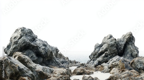 Rocky Coastline Isolated Overview with Rocky with Coastline