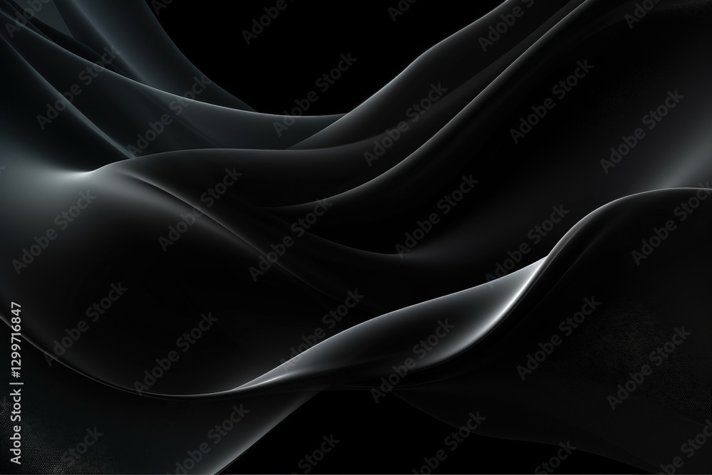 Fototapeta premium Abstract black flowing curves for digital art, website backgrounds or motion graphics