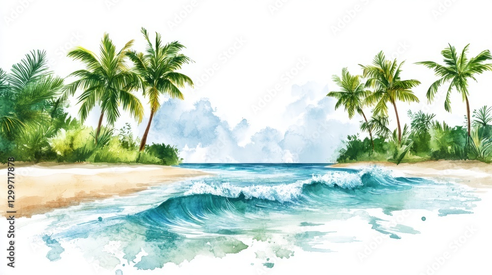 Obraz premium Tropical Beach Waves Moment with Tropical with Beach