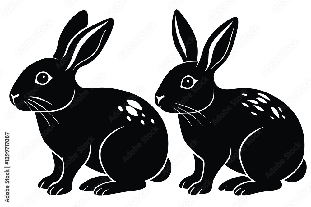 Obraz premium wildlife silhouette collection greeting rabbit vector element