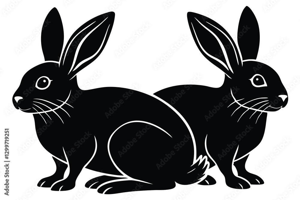 Fototapeta premium Easter bunny silhouettes vector illustration