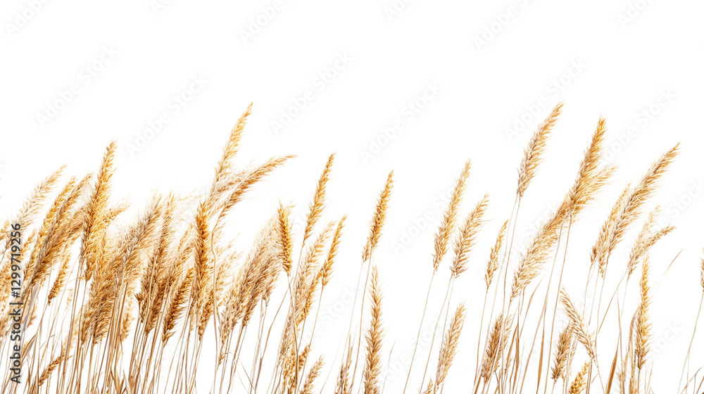 Dry pampas grass or yellow-orange golden wheat field, isolated on transparent background, representing soft dried plants from harvest season. Dry pampas grass or yellow-orange golden wheat field, isolated on transparent background, representing soft dried plants from harvest season.