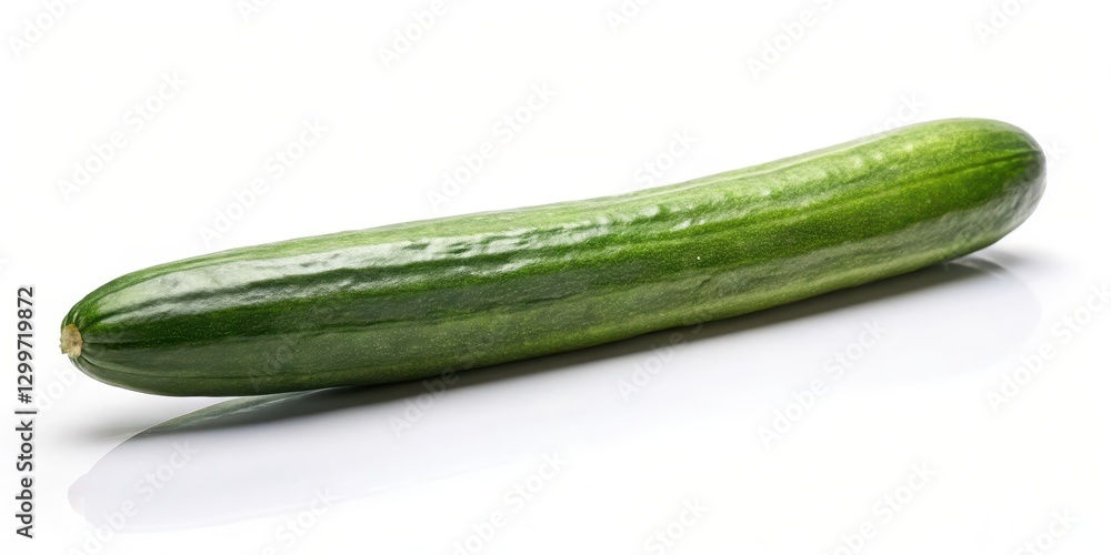 A Single Fresh Green Cucumber Isolated on a White Background, Ready for Culinary Use or a Healthy Snack A Single Fresh Green Cucumber Isolated on a White Background, Ready for Culinary Use or a Healthy Snack