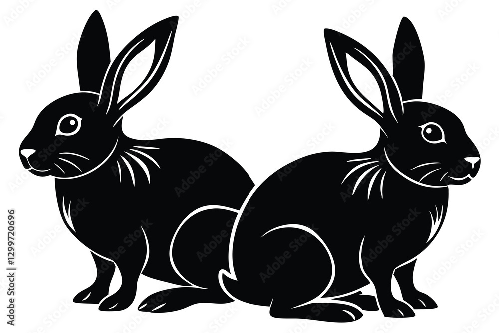 Obraz premium Set of silhouettes of rabbits
