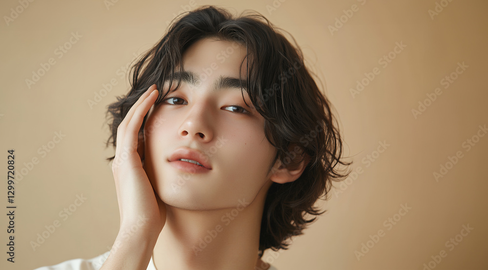 肌が気になる若い男性 AI 肌が気になる若い男性 AI