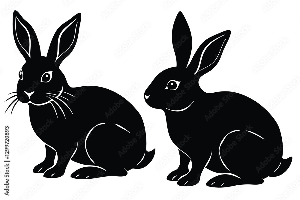 Obraz premium Set of silhouettes of rabbits
