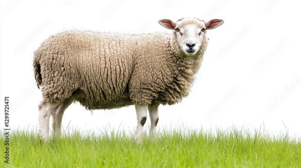 Meadow Sheep Isolated Moment with Sheep with Meadow Meadow Sheep Isolated Moment with Sheep with Meadow