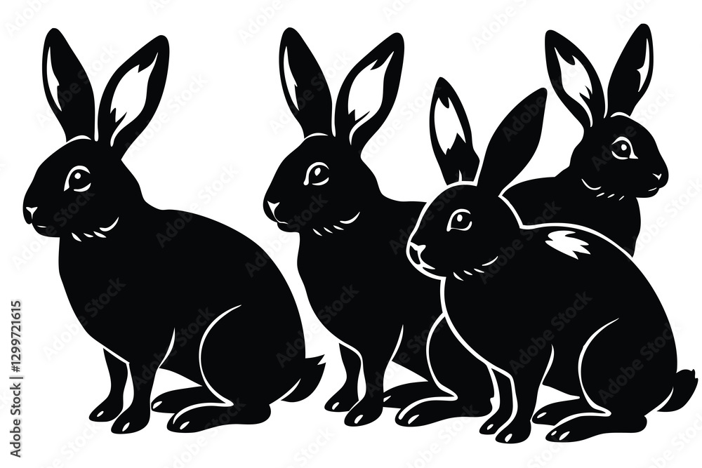 Fototapeta premium bunny silhouette sets