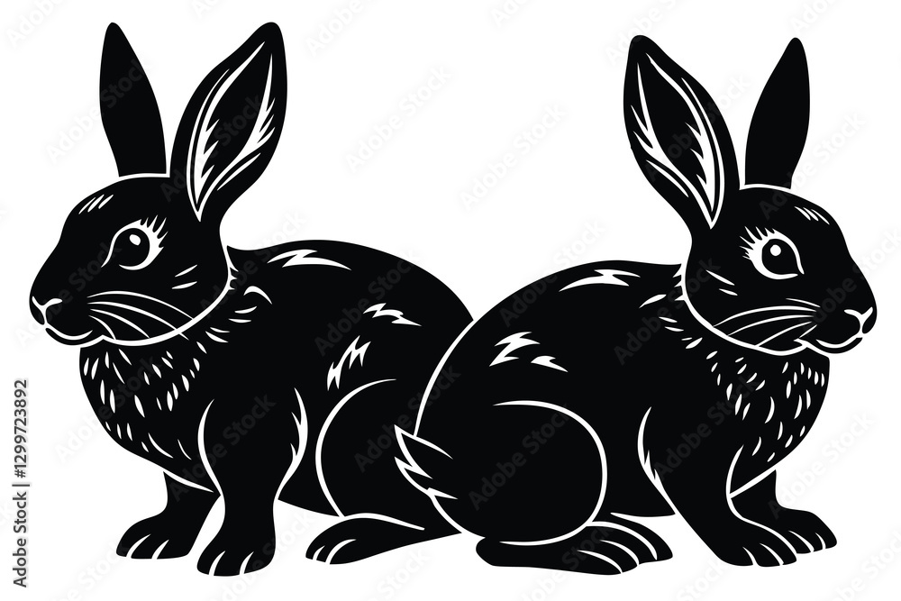 Obraz premium rabbit silhouette vector illustration
