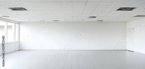 Fototapeta Naklejka Na Ścianę i Meble -  Clean and minimalist white office space for stock photography.