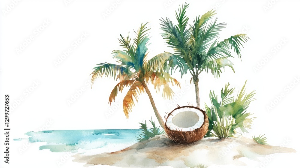 Obraz premium Tropical Beach Coconut Moment with White with Beach