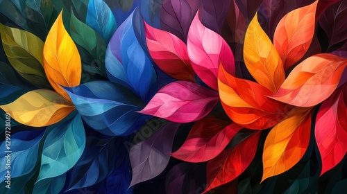 Wallpaper Mural Vibrant Colorful Leaves Abstract Background Torontodigital.ca