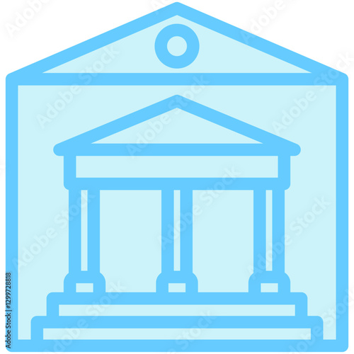 Museum dual tone blue color, mini illustration icon. use for modern concept, print, UI, UX kit, web and app development. Vector EPS 10, related to entertainment, festival, funfair and hobbies.