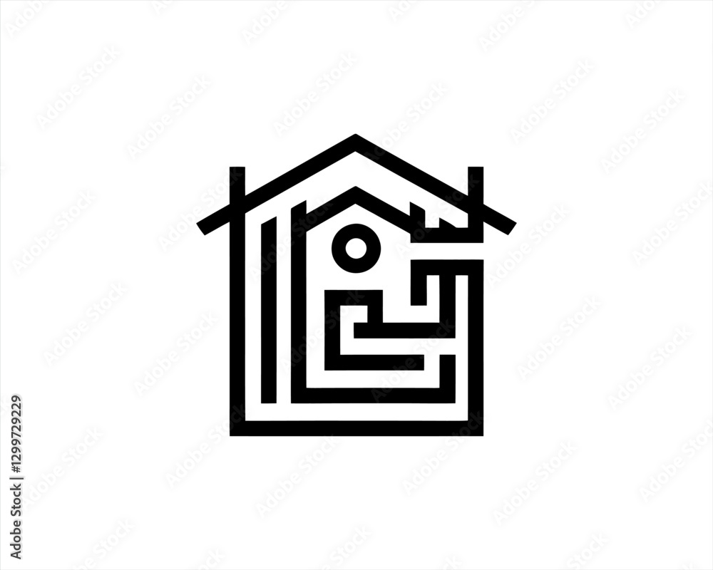 Real estate logo. Outline Building icon logo design vector illustration. Real estate logo. Outline Building icon logo design vector illustration.
