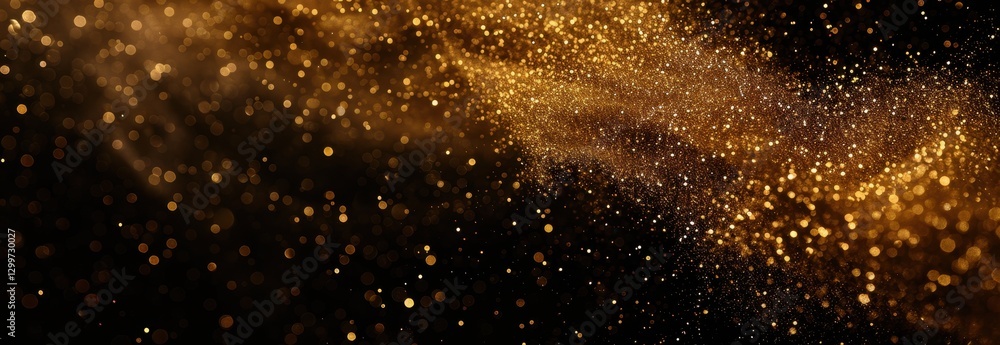Abstract Gold Glitter Particles on Black Background Abstract Gold Glitter Particles on Black Background