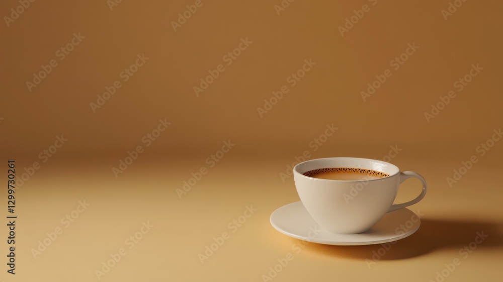 Aromatic Coffee Break: A Single Cup of Coffee on a Beige Background Aromatic Coffee Break: A Single Cup of Coffee on a Beige Background