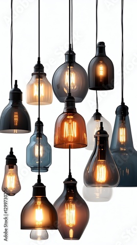 Lights Bulbs glow overhead in white space