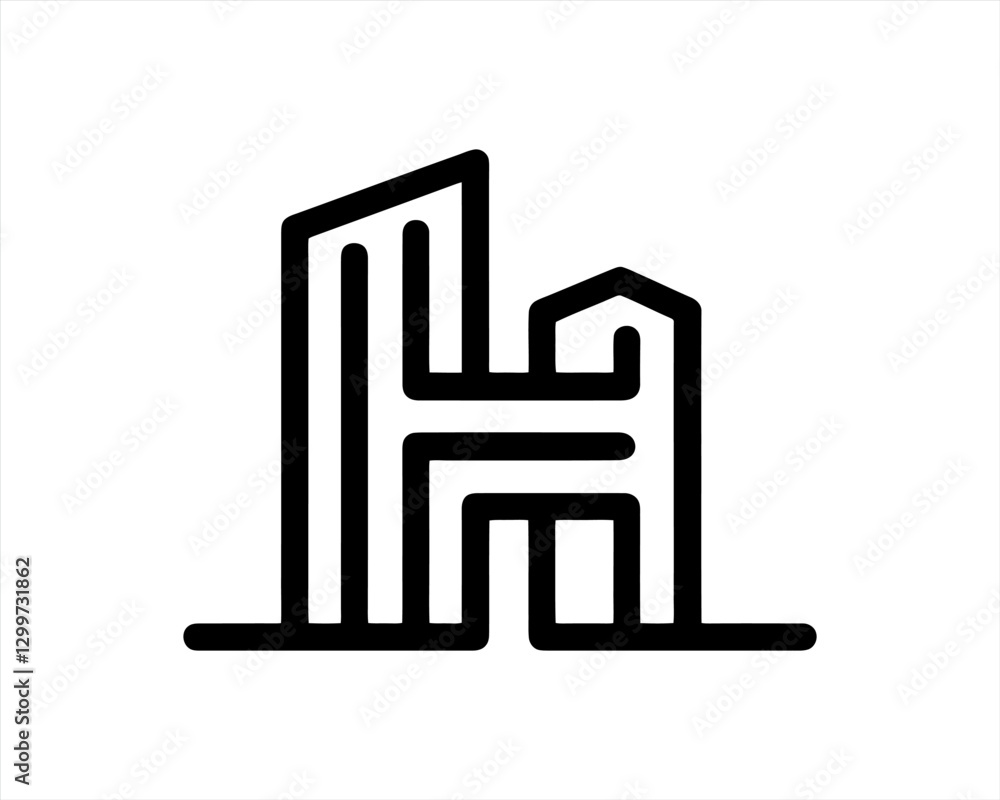 Real estate logo. Outline Building icon logo design vector illustration. Real estate logo. Outline Building icon logo design vector illustration.